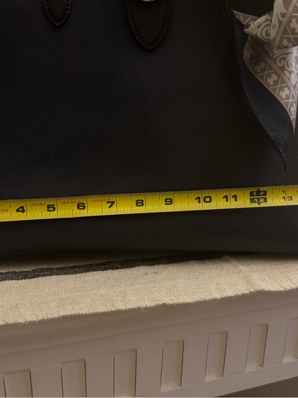 Ralph Lauren Navy Blue Leather Satchel with Silver Hardware. Comes with scarf - Picture 6 of 10